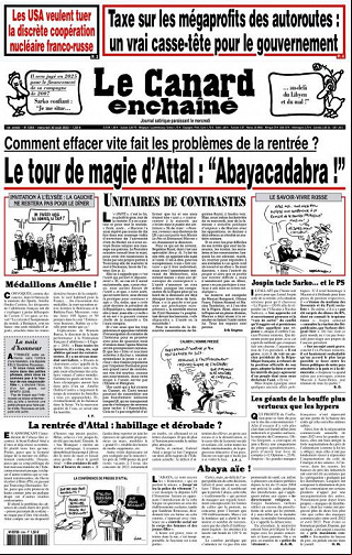 Le Canard Enchaîné N°5364 Du Mercredi 30 Août 2023